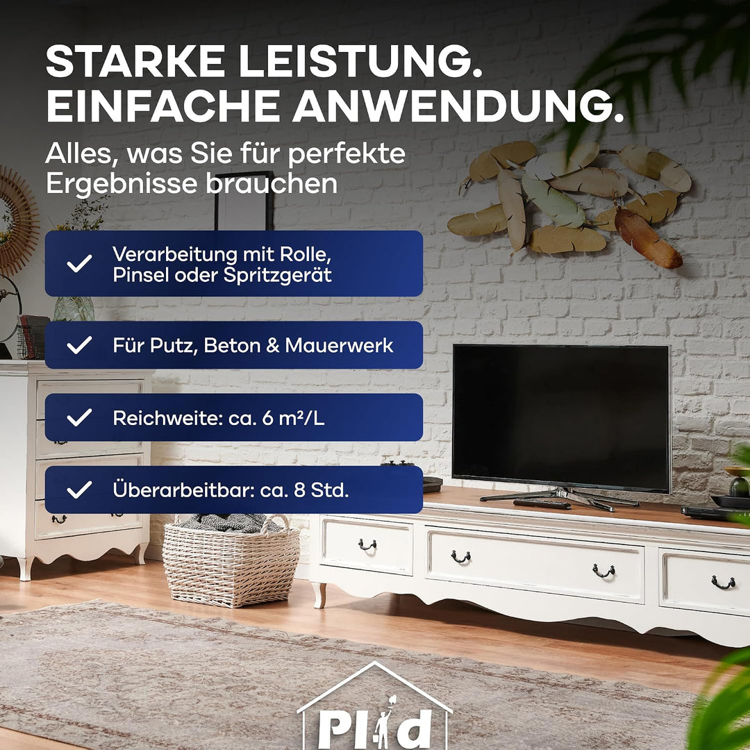 Plid® Fassadenfarbe Anthrazitgrau matt - hochwertige Farbe für Beton, Mauerwerk, Kellerwand, Fassade