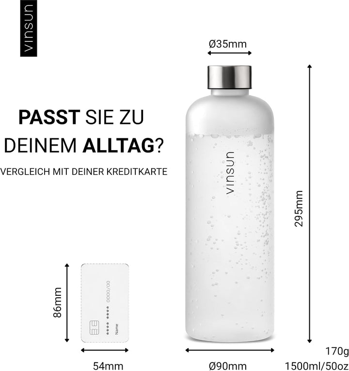 VINSUN Trinkflasche 650ml, 1000ml, 1500ml - auslaufsicher, Kohlensäure geeignet, BPA frei, Tritan -