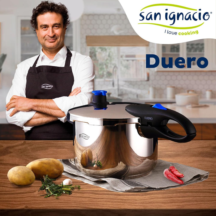 San Ignacio Q3705 Schnellkochtopf, 24 cm, 9 l, Edelstahl, Induktion, Duero