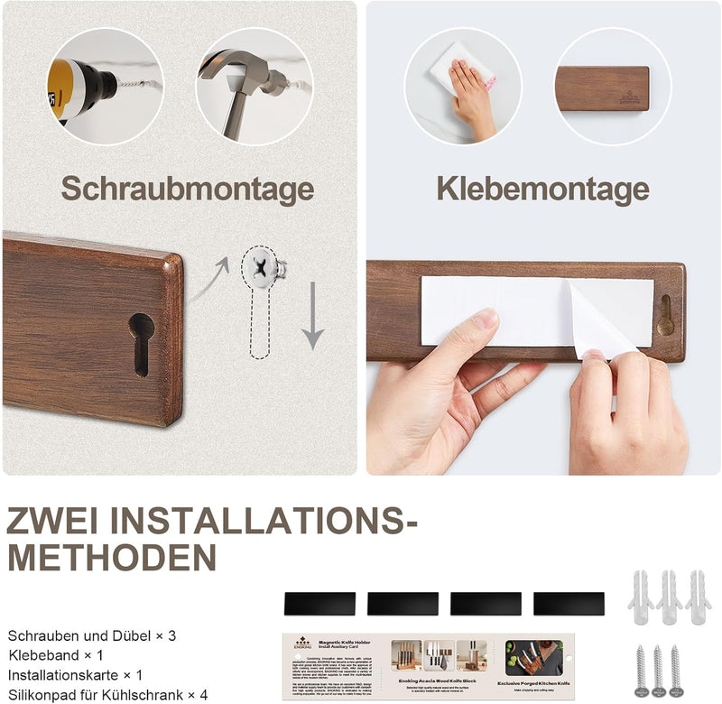 ENOKING 26cm Magnetleiste Messer Selbstklebend, Messer Magnetleiste mit Extra Starkem Magnet, Messer