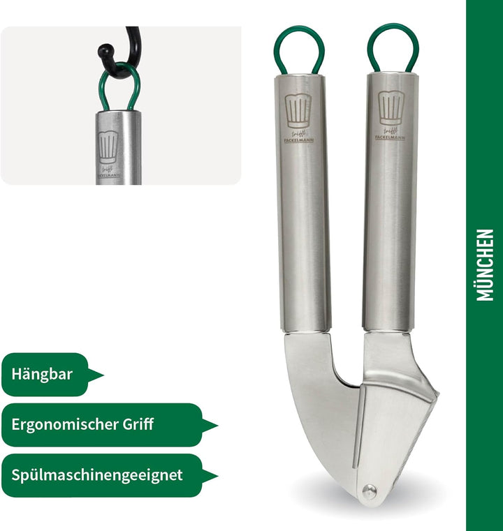 Chefkoch trifft Fackelmann – Premium Knoblauchpresse aus hochwertigem Edelstahl, ergonomisches Desig