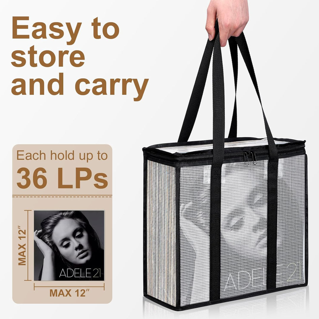 Facmogu LP Vinyl Record Storage Bag (3 Pack), Clear Record Storage Cases für ca. 110 Alben Lagerung