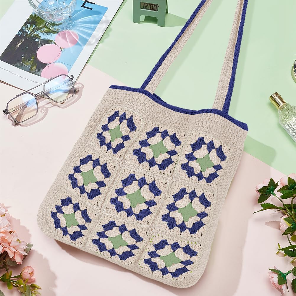 ORIGACH Häkel Tasche Set Für Anfänger, Granny Square Häkeltasche Häkelset, Häkelset für Erwachsene M