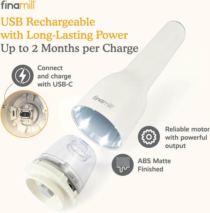 FinaMill GP813437-111SOC USB Gewürzmühlen-Set, Kunststoff, Soft Cream