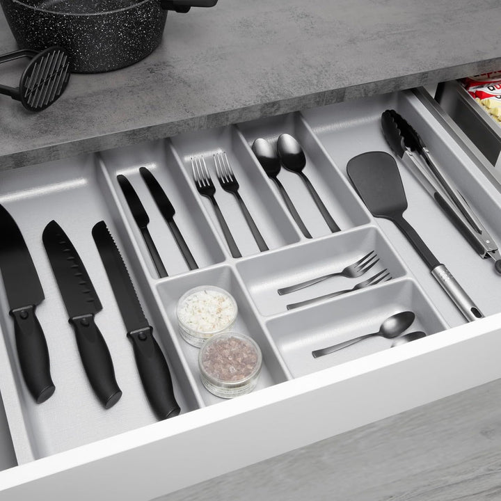 ORGA-BOX 2 Besteckeinsatz Tiefe: 461 x Breite: 709 mm silbergrau mit Canvas Struktur für 80er Nobili