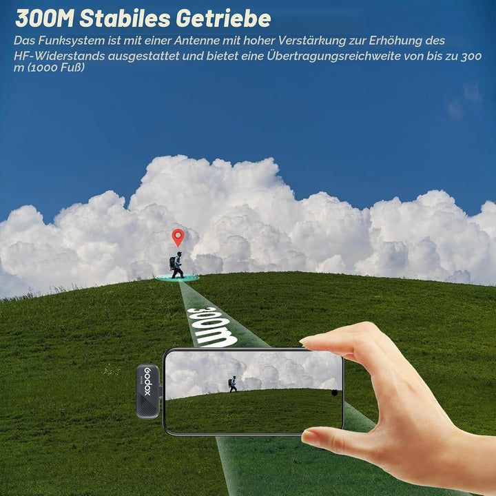 Godox Cube-SC Kit2 Wireless Lavalier Mikrofon für iPhone 15,Android, USB C, 8H Akkulaufzeit, 2.4G Wi
