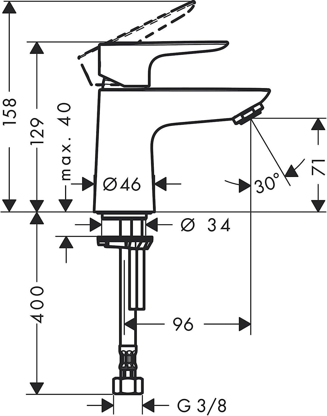 hansgrohe Talis E Standventil Auslauf Höhe 80mm für Kaltwasser, Chrom, Chrom