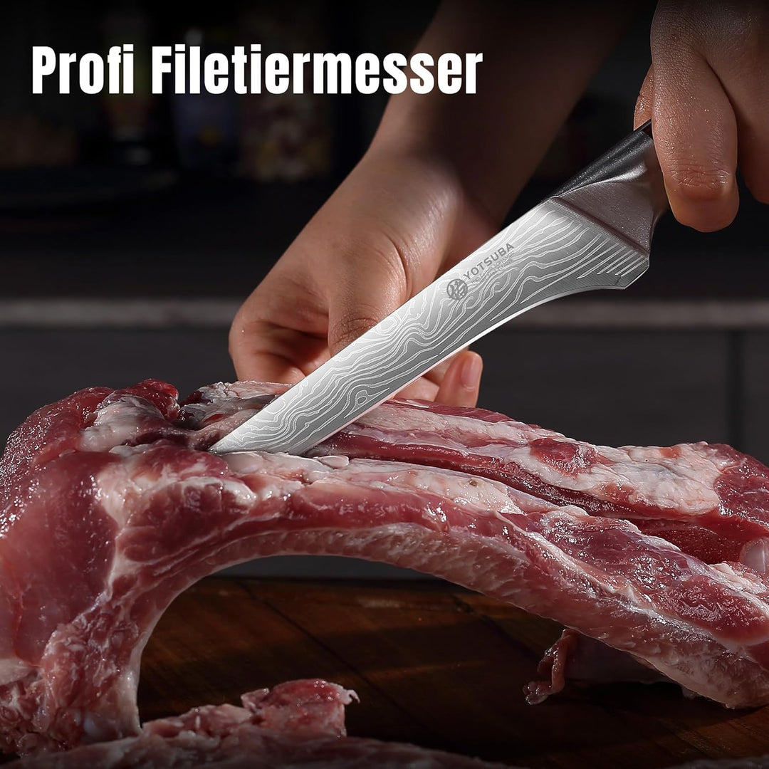 YOTSUBA Messerset Scharfes Küchenmesser Set aus hochwertigem Carbon Edelstahl Profi Kochmesser Set 7