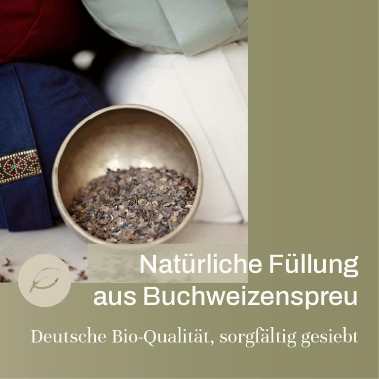 PURE SHANTI Yogabolster aus 100% Bio-Baumwolle | Nachhaltiges Bolster | Natürliche Buchweizen-Spreu-