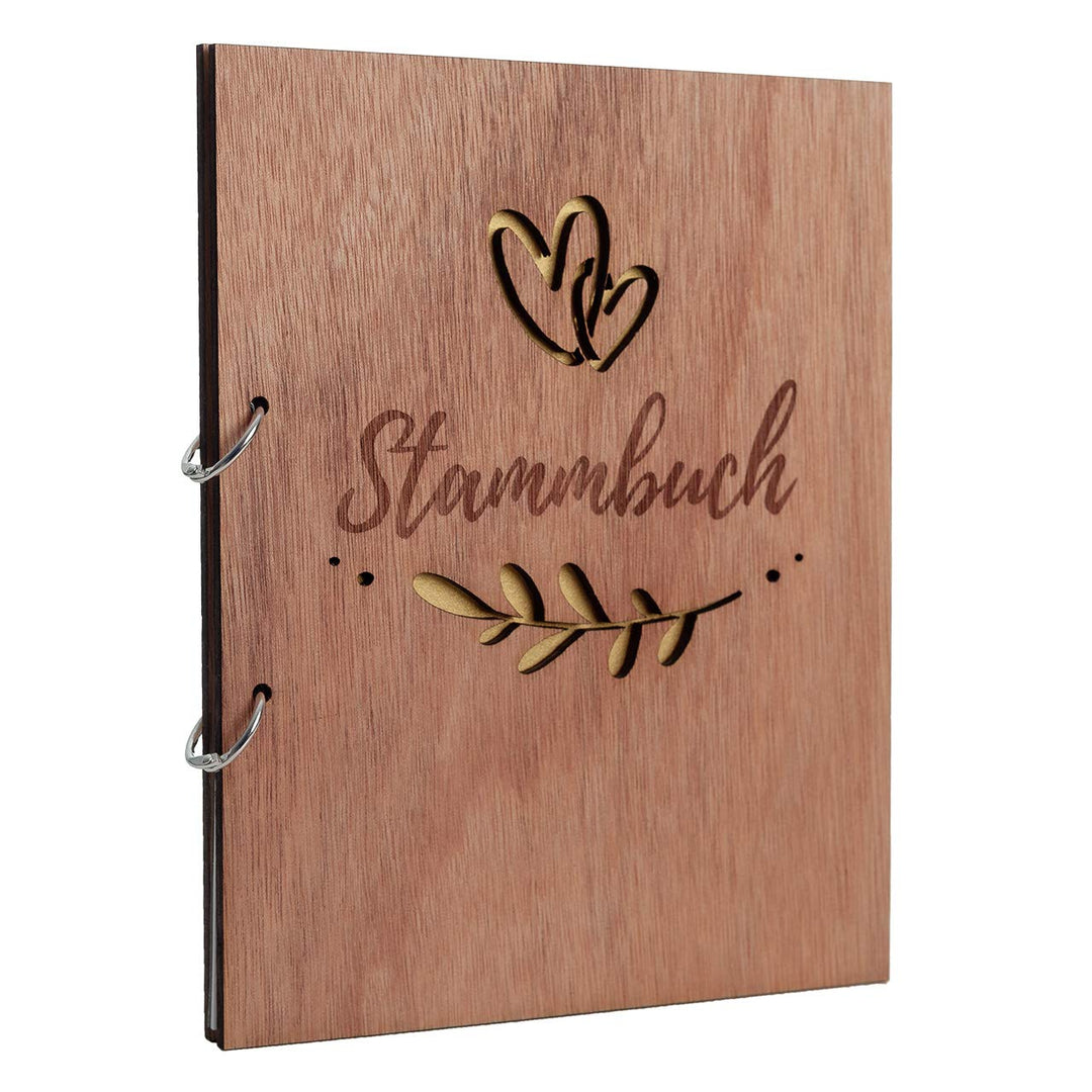 Hochzeitideal Stammbuch der Familie Familienstammbuch Holzcover inkl. Lasergravur (Serie Fiore)