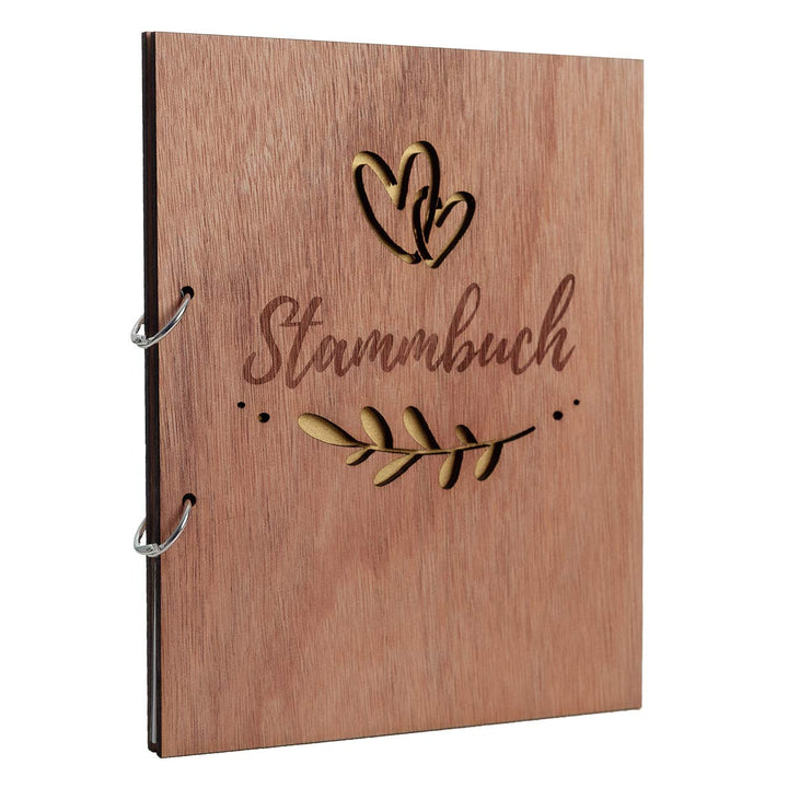 Hochzeitideal Stammbuch der Familie Familienstammbuch Holzcover inkl. Lasergravur (Serie Fiore)