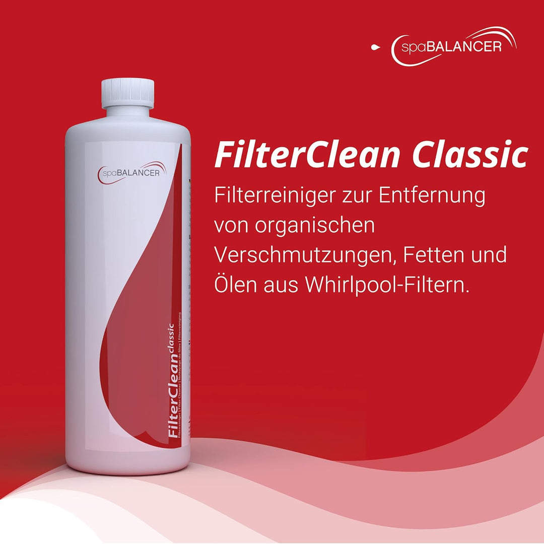 SpaBalancer Filter Clean Classic 1 L flüssig, Filterreiniger für Whirlpool, Spa und Pool, löst Fett,