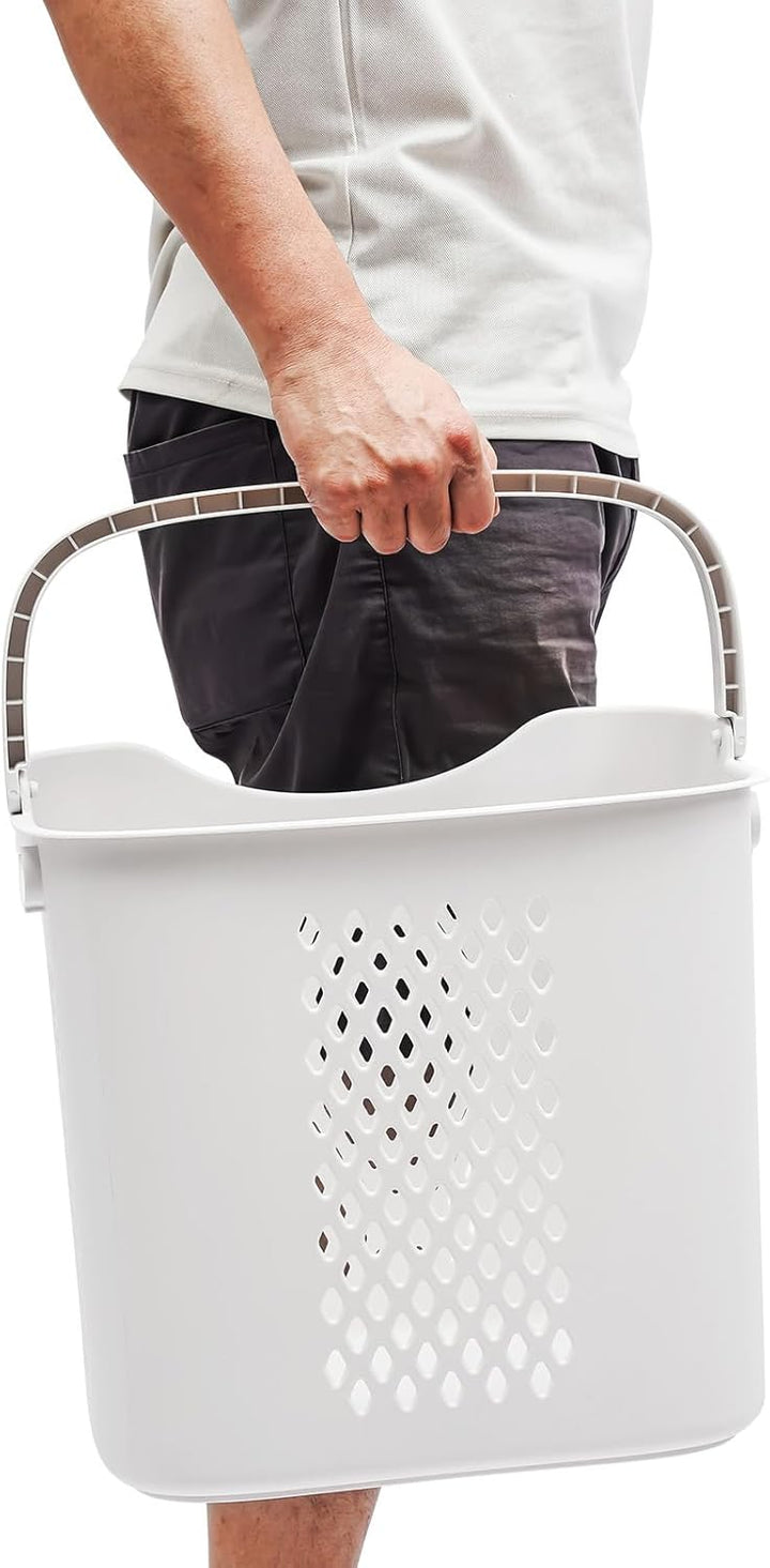 3 Fächer Wäschekorb mit 4 Universelle Räder, Platzsparend Wäschekorbwagen Wäschesammler Aufbewahrung