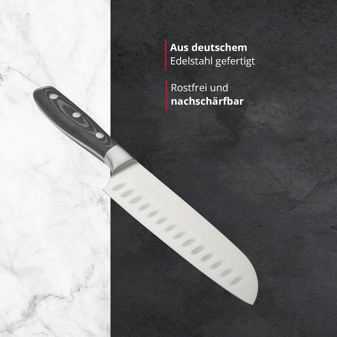 MEISTERKOCH Santokumesser Messer Küchenmesser | 17,5 cm Klinge aus rostfreiem deutschen Edelstahl |