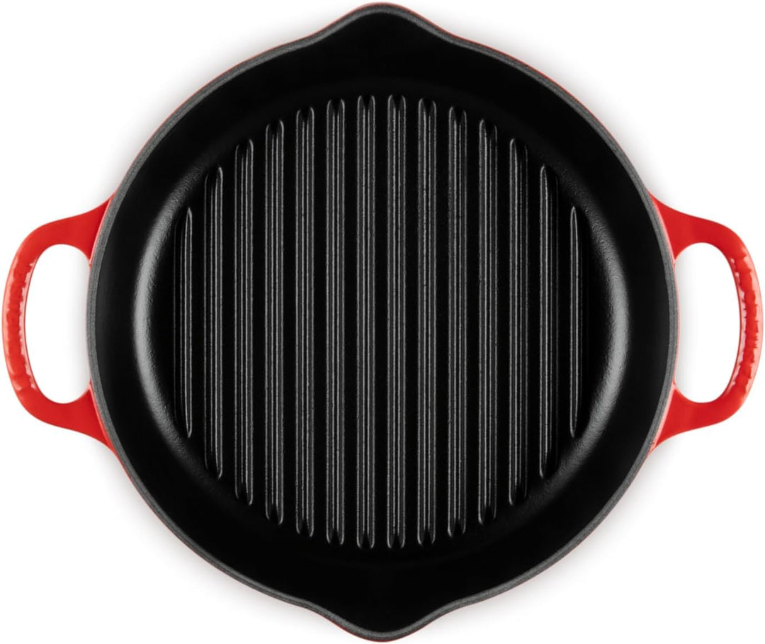 LE CREUSET Signature Hohe runde Grillpfanne aus Gusseisen, für alle Herdarten und Backöfen, 25 cm Ki