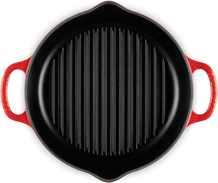 LE CREUSET Signature Hohe runde Grillpfanne aus Gusseisen, für alle Herdarten und Backöfen, 25 cm Ki