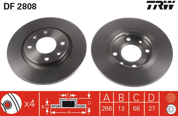 TRW Automotive AfterMarket DF2808 Bremsscheibe - (Paar)