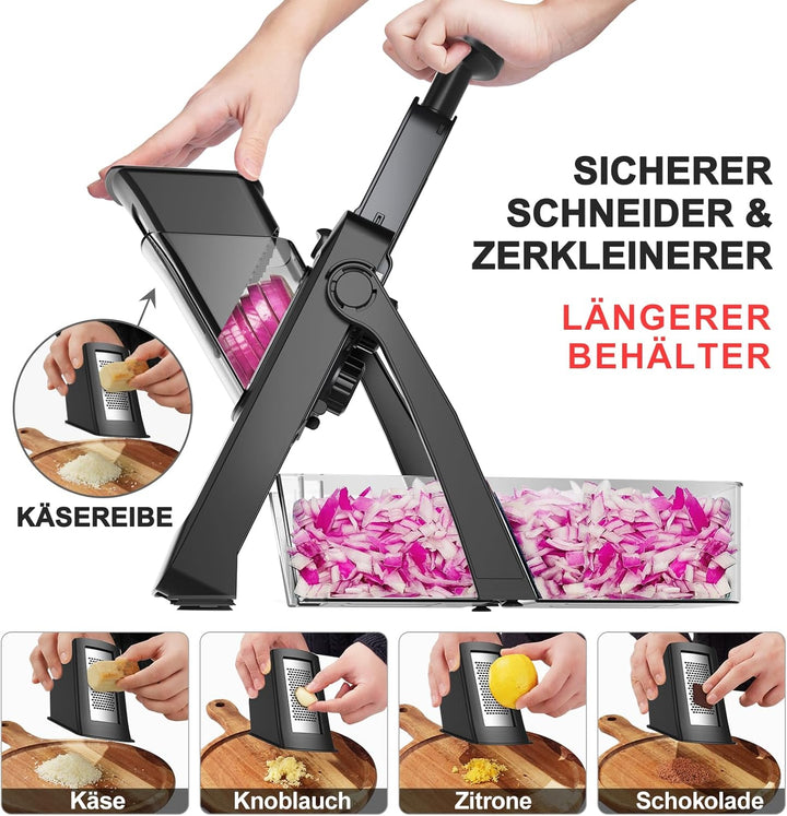 SupMakin Gemüseschneider, Once for All Verstellbar Gemüsehobel Genius Mandoline Vegetable Slicer Kar