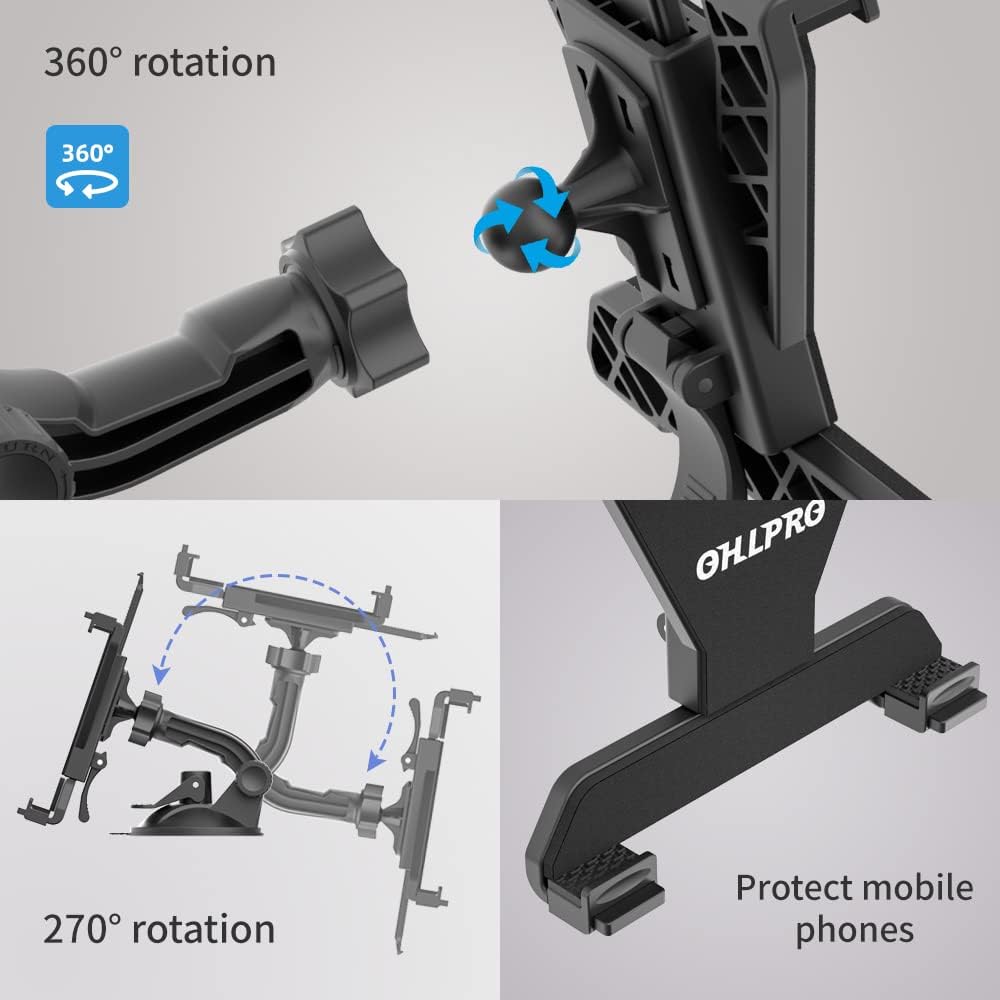 OHLPRO Tablet Halterung Auto für Armaturenbrett & Windschutzscheibe, Universelle Saugnapf iPad Halte