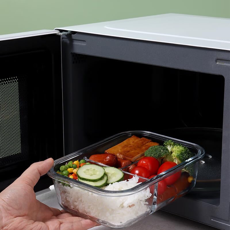 Meal Prep Boxen – 4x1040ML Frischhaltedosen Glas Mit Deckel Mit 3-Fach-Trennsystem | BPA-Freie Aufbe