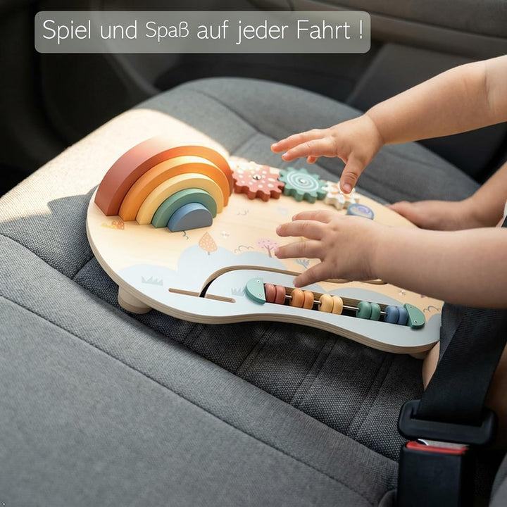 Generisch U3 Montessori Holz Sensorikboard für Kinder ab 1 Jahr, Motorikbrett mit Perlenlabyrinth, Z