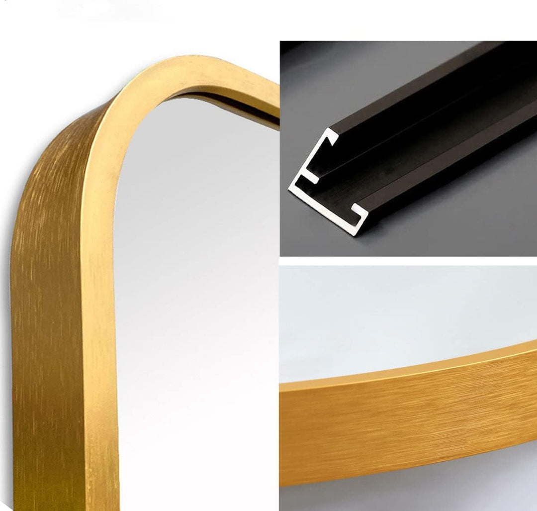 MEESALISA Lisa Runder Badspiegel ohne Beleuchtung ф50cm Wandspiegel mit matt Gold Metallrahmen Spieg
