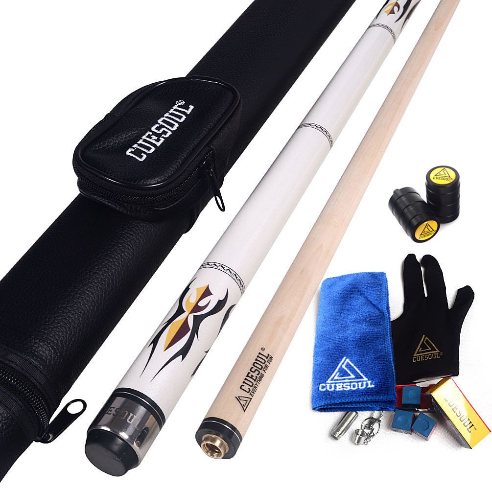 DHOLE CUESOUL 58 "2 Piece Maple Billiard Queue 19 Unzen white+CASE 11.5mm, white+CASE 11.5mm