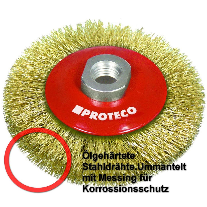 Proteco-Werkzeug® Set 6 tlg Drahtbürsten für Winkelschleifer Kegelbürste gezopft gewellter Stahldrah