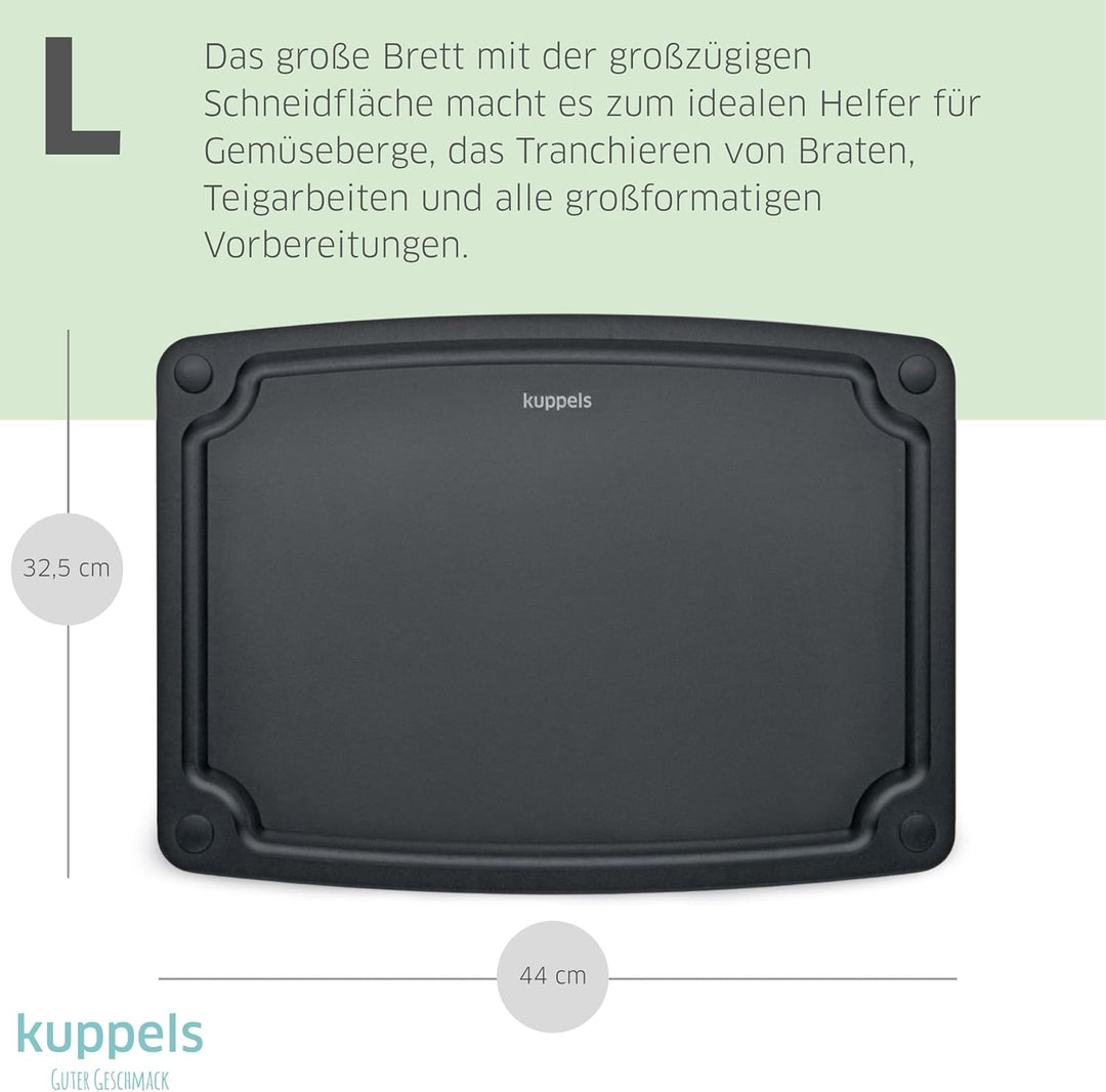 Kuppels NERO Holzfaser Schneidebrett Set 3-teilig, Küchenbretter ohne Plastik mit Saftrille und Sili