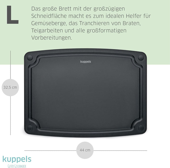 Kuppels NERO Holzfaser Schneidebrett Set 3-teilig, Küchenbretter ohne Plastik mit Saftrille und Sili