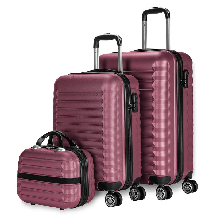 NUMADA - Gepäck-Set und Kulturbeutel 3 Stück Bordeaux, mittel 63cm, klein 53cm und Kulturbeutel, ABS
