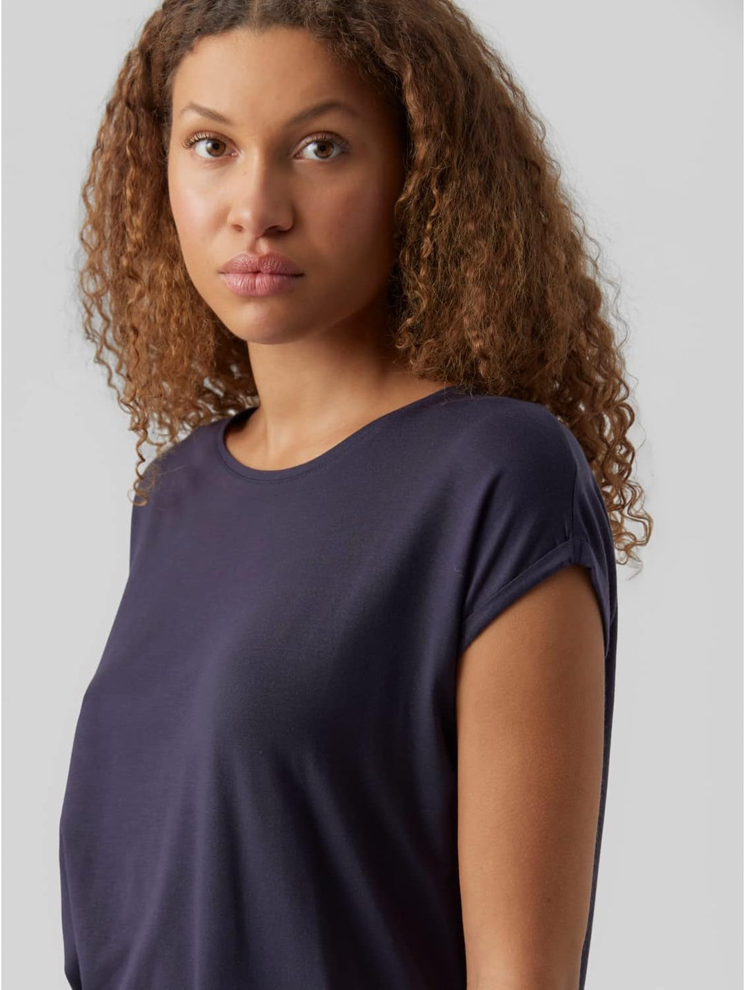 VERO Moda Damen Vmava Plain Ss Top Gajrs Noos T-Shirt L Night Sky, L Night Sky