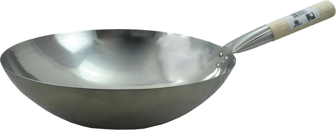 JADE TEMPLE Edelstahl Wok, runder Boden, D: 35 cm, Silber