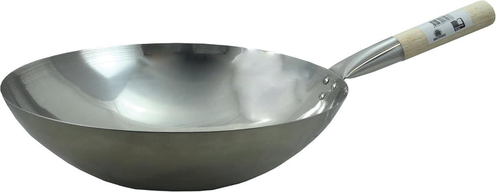 JADE TEMPLE Edelstahl Wok, runder Boden, D: 35 cm, Silber