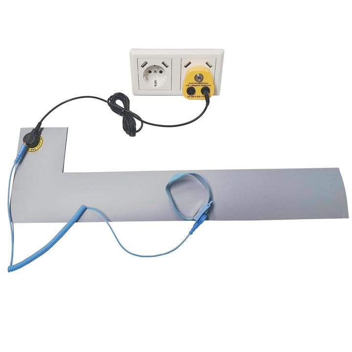 Minadax ESD Antistatik Matte 52cm x 8cm - inkl. Manschette + Verlängerung 2,4m + ESD Stecker - Ansch