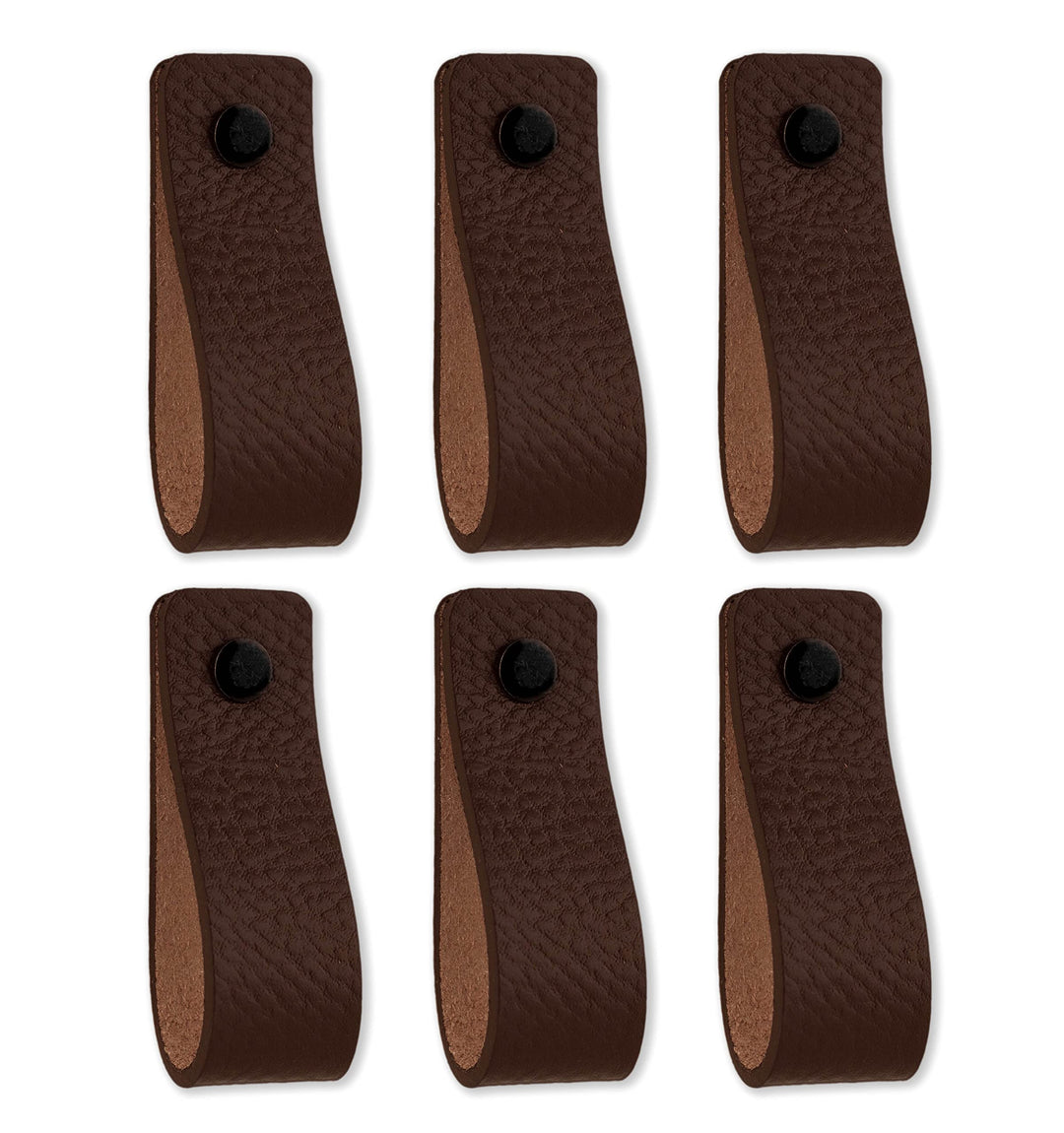 Brute Strength - Ledergriffe für Möbel - Braun - 12 Stück - 16,5 x 2,5 cm - Schrankgriff, Türgriff f