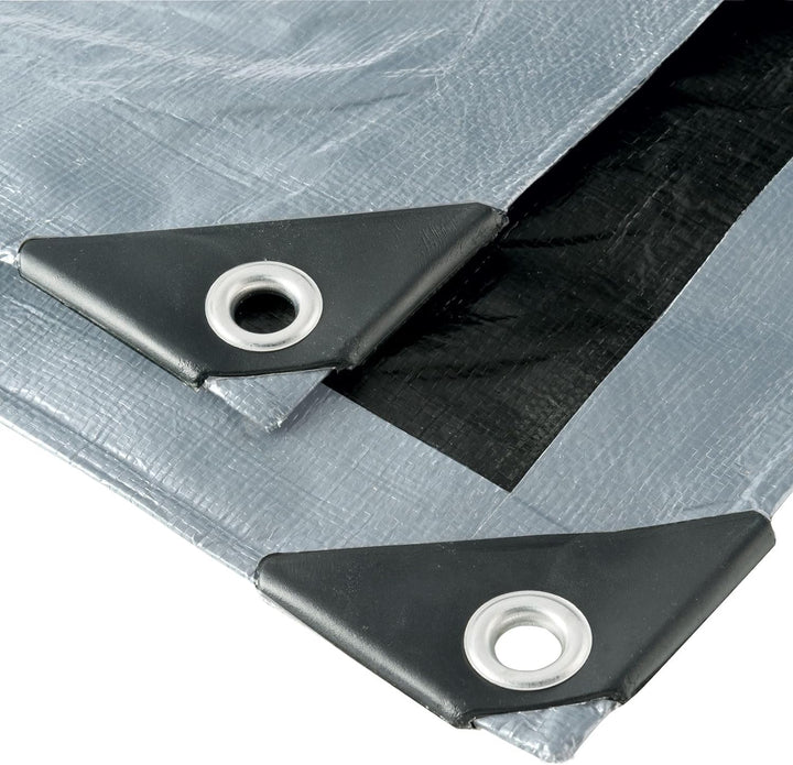 Werkapro Multifunktionsplane, Grau und Schwarz, 200 g/m², 6 x 12 m 6x12 m, 6x12 m