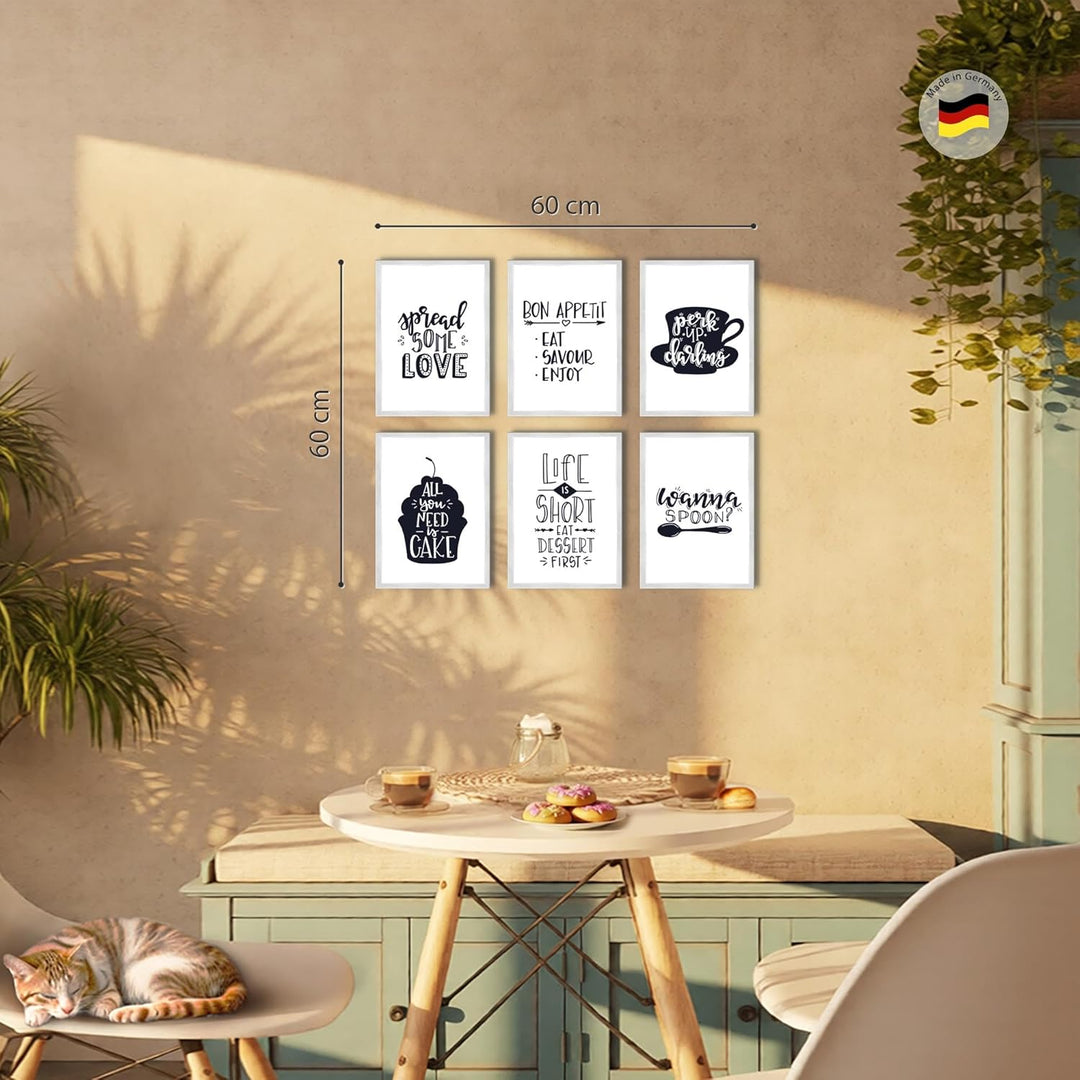 Novart Wandbilder Set - KOMPLETT AUFHÄNGFERTIG - Made in Germany - Moderne Bilder Küche Esszimmer Kü
