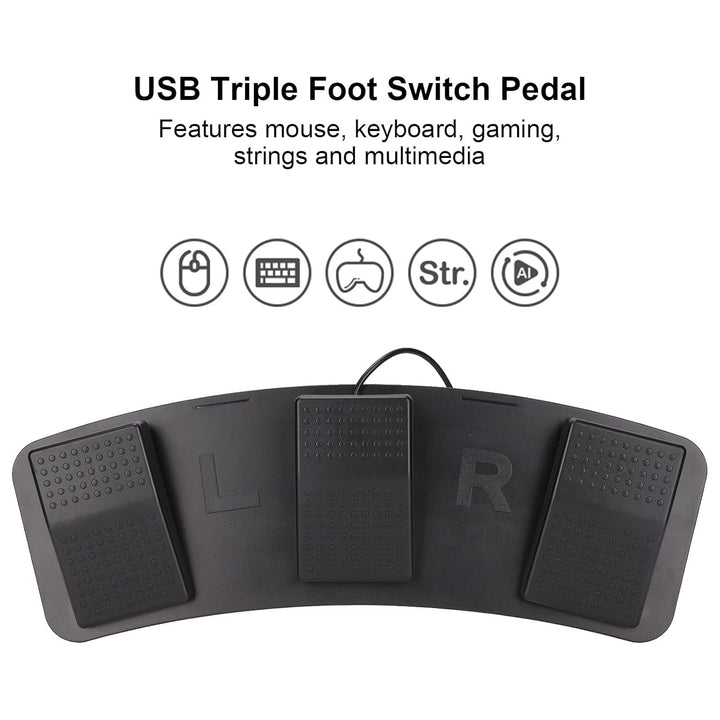 USB-Dreifach-Fusspedal, Maus-Tastatur-String und Multimedia-Funktionen. Kabelgebundener USB-Umschalt