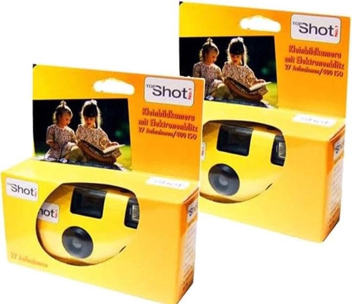 2 x 1A PHOTO PORST Einwegkamera Topshot gelb/Hochzeitskamera/Partykamera (je 27 Aufnahmen, 2er Pack)