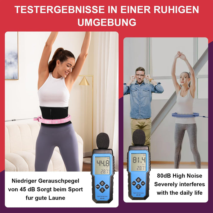 Smart Fitness Hoop Reifen mit Taillenband für Erwachsene &amp; Anfänger – Leiser Hula-Hoop zum Abnehmen,