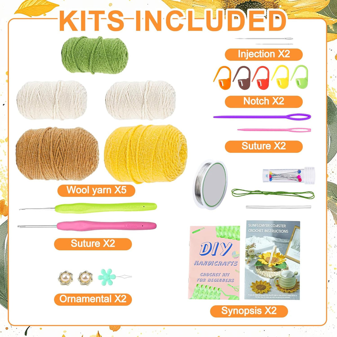 mimzemamz Häkel Set,Häkelset für Anfänger mit Anleitung,Crochet Set,Topfpflanze Untersetzer Handmade