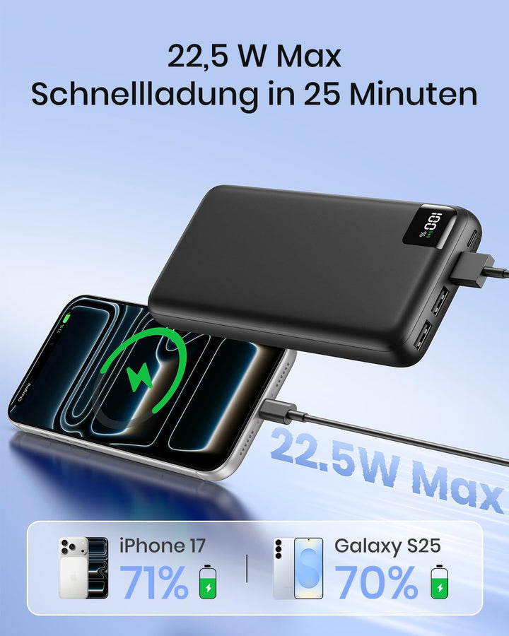 A ADDTOP Power Bank 27000mAh – 22.5W Schnellladefunktion klein Powerbank – Akkupack Externe Handyakk