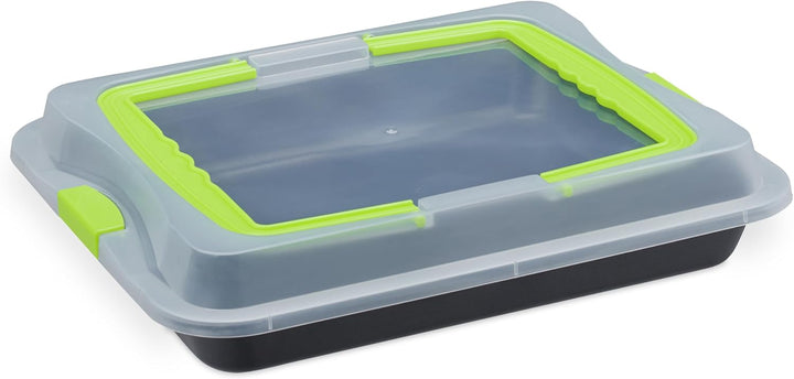 Relaxdays 10024300_53 Backblech mit Deckel, 3in1 Kuchen Transportbox, hoher Rand, Kuchenblech rechte