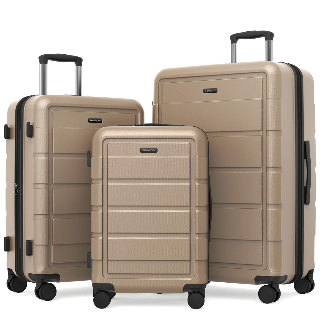 SHOWKOO Kofferset 3 Teilig Hartschale Leicht ABS+PC Erweiterbar Reisekoffer Haltbar Trolley Handgepä