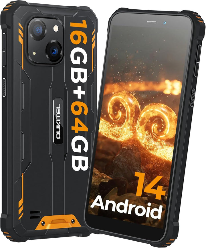 OUKITEL G2 Outdoor Smartphone Ohne Vertrag, Android 14 Octa-Core günstig Handy, 6300mAh Akku, 6" HD+