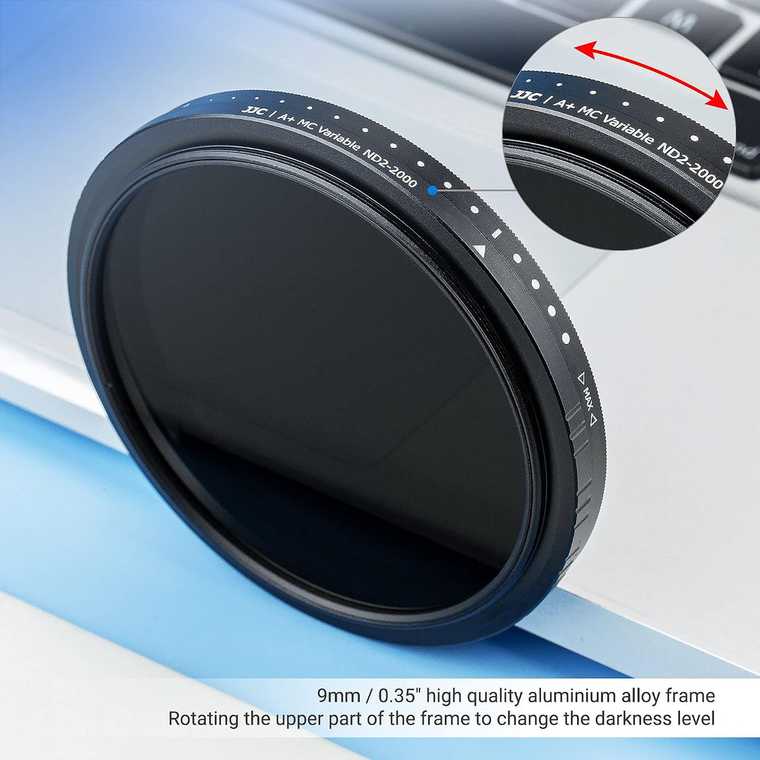 JJC 43 mm variabler ND-Filter (ND2 - ND2000) einstellbarer Neutraldichte-Objektivfilter, HD optische