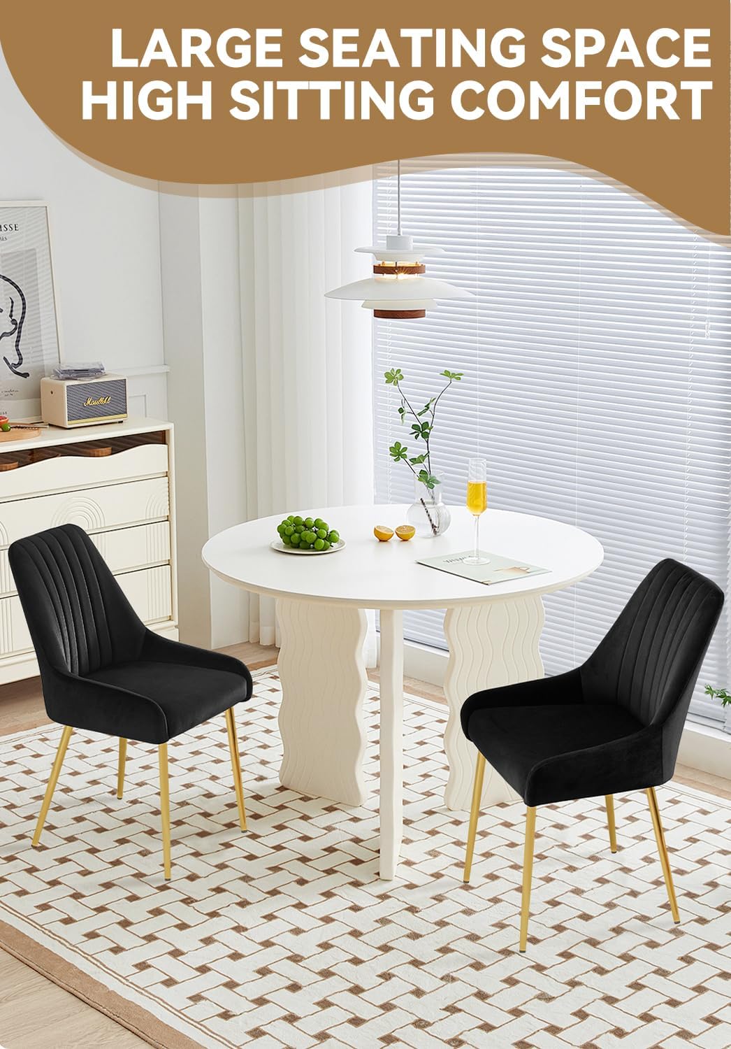 EsszimmerstüHle 2er Set, Moderne Samt-WohnzimmerstüHle, Polsterstuhl Esszimmer,Gepolsterter Armloser