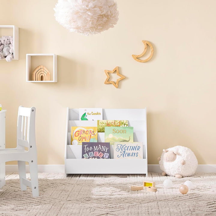 SoBuy Bücherregal Kinder Montessori Kinderregal mit 4 offenen Fächer 1 Ablagefächern Regal Kinderzim