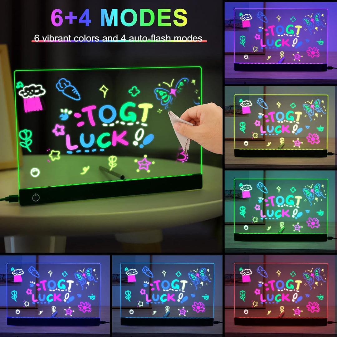 LED Notiztafel mit Farben, 30x20 CM Leuchtendes LED Zeichenbrett für Kinder, 6 Farben Einstellbar 4